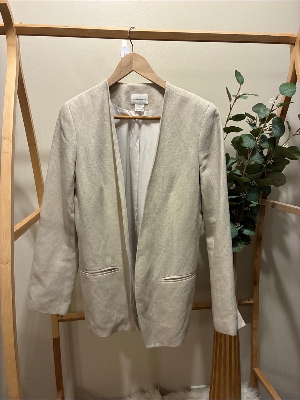 Club Monaco Light Beige Open-Front Women's Blazer